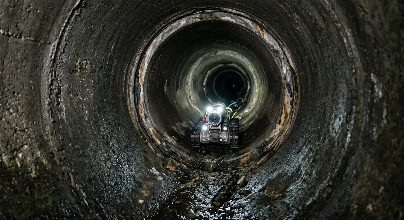 Robotic sewer camera inspecting pipe interior for Drain Snake Service in Bradfordville